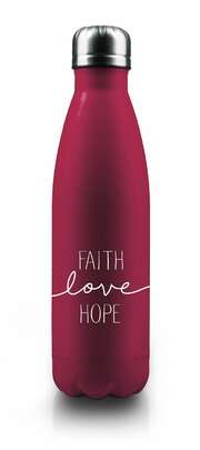 Isolierflasche "Faith-Love-Hope" - beerenrot