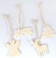 Weihnachtsaufhänger 4 Figuren -beige- Weihnachtsaufhänger 4 Figuren -beige-