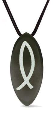 Edelstahlcollier "Ichthys-Fisch", schwarz Edelstahlcollier "Ichthys-Fisch", schwarz